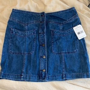 Free people denim button up skirt